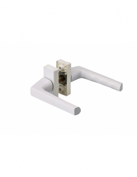 Paire de béquilles pour porte, carré 7mm avec fourreau 7 à 8mm fourni, laqué blanc - THIRARD FBA