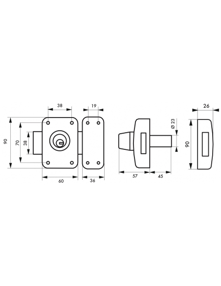 Verrou double entrée Trafic 6 pour porte d'entrée, cylindre 45mm, acier, 4 clés, époxy or - THIRARD FBA