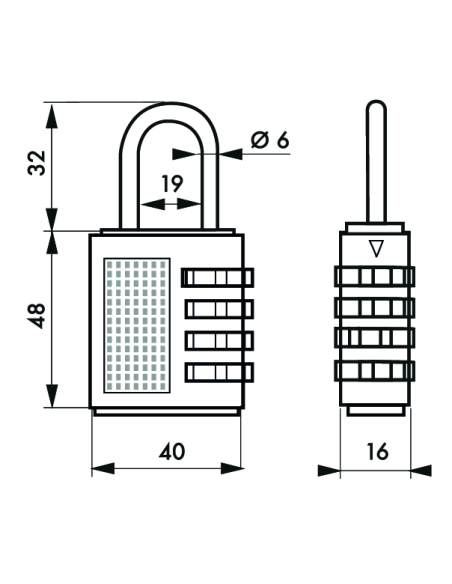 Cadenas à combinaison Compact 04, 4 chiffres, intérieur, anse acier, 40mm, noir - THIRARD FBA