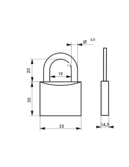 Lot de 2 cadenas TYPE 1, intérieur, 35mm, anse acier cémenté, 4 clés, s'entrouvrant - THIRARD Cadenas à clé