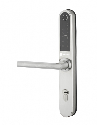 Paire de poignées connectées Intelock Multi, pour porte d'entrée, entr'axes 70mm, argent - INTELOCK FBA