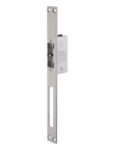 Gâche électrique encastrable à impression 2 temps pour porte bois et métal, réversible, 12/24V, inox - THIRARD FBA