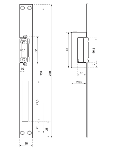 Gâche électrique encastrable à impression 2 temps pour porte bois et métal, réversible, 12/24V, inox - THIRARD FBA