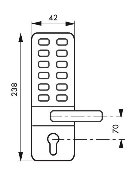 Serrure à combinaison avec paire de béquilles pour serrure encastrable pour porte d'entrée, 8 chiffres, chromé - THIRARD FBA