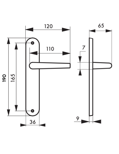 Ensemble de poignées pour porte intérieure Hebe sans trou, carré 7mm, entr'axes 165mm, laqué blanc - THIRARD FBA
