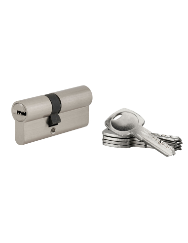 Cylindre de serrure à  double entrée Tiger 6 Dynamic, 45x65mm, nickelé, anti-arrachement, anti-perçage, 5 clés - SP FBA