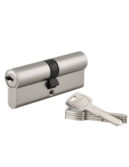 Cylindre de serrure double entrée Trafic 6, 40x40mm, anti-arrachement, anti-perçage, nickel, fonction urgence 5 clés - THIRAR...