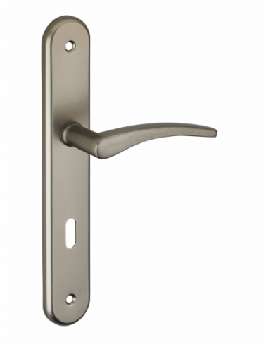 Ensemble de poignées pour porte de chambre Vesta trou de clé, carré 7mm, entr'axes 195mm, nickelé satiné - THIRARD FBA