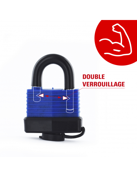 Cadenas à clé Slice, extérieur, 40mm, gainé PVC, 2 clés laiton nickelé - THIRARD FBA