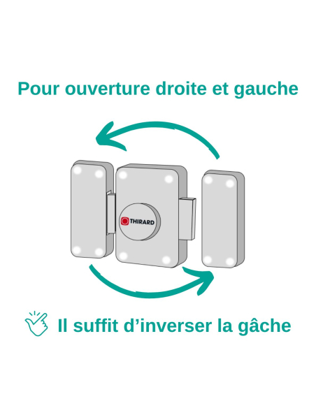 Verrou à bouton Trafic 6 pour porte d'entrée, cylindre 45mm, acier, 4 clés, époxy or - THIRARD FBA