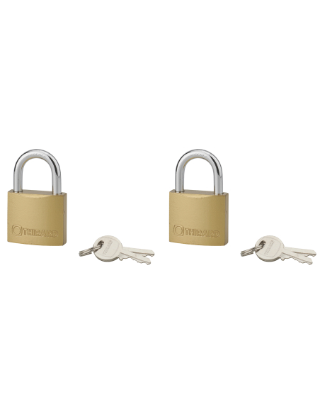 Lot de 2 cadenas TYPE 1, intérieur, 40mm, anse acier cémenté, 4 clés, s'entrouvrant - THIRARD FBA