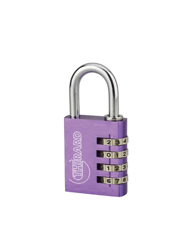 Cadenas à code Type 1, intérieur, alu, violet, 40mm, 4 chiffres - THIRARD FBA