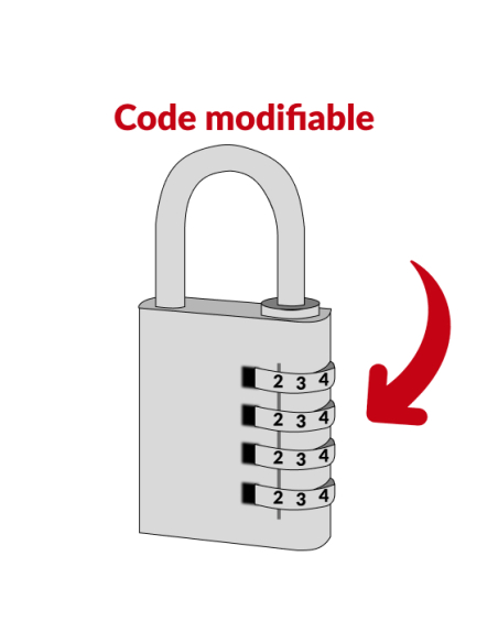 Cadenas à code Type 1, intérieur, alu, violet, 40mm, 4 chiffres - THIRARD FBA