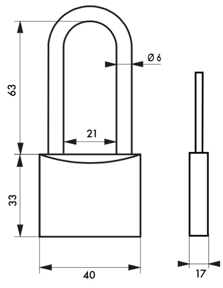 Cadenas à clé Maxium , intérieur, aluminium, anse demi haute, 40mm, 2 clés - THIRARD FBA