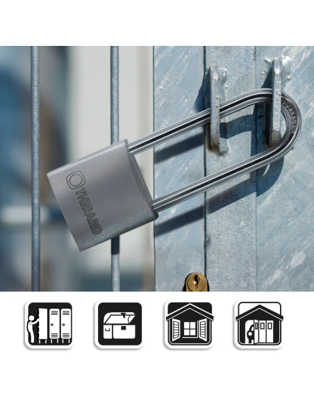 Cadenas à clé Maxium , intérieur, aluminium, anse demi haute, 40mm, 2 clés - THIRARD FBA