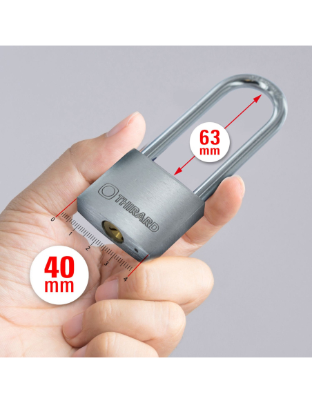 Cadenas à clé Maxium , intérieur, aluminium, anse demi haute, 40mm, 2 clés - THIRARD FBA