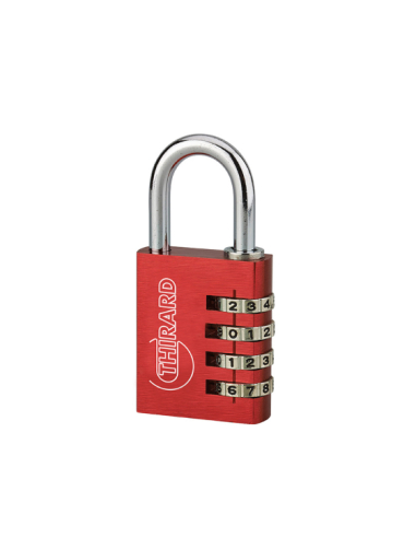 Cadenas à code Type 1, intérieur, alu, rouge, 40mm, 4 chiffres - THIRARD FBA