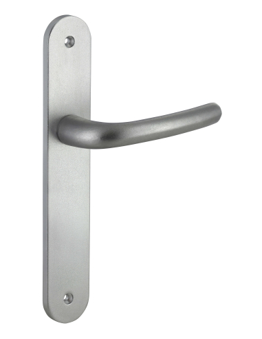 Ensemble de poignées pour porte intérieure Crecy sans trou, carré 7mm, entr'axes 195mm, anodisé argent - THIRARD Poignée