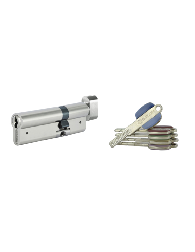 Cylindre à bouton Vario DX 33x63mm, anti-arrachement, nickelé, 5 clés - THIRARD Cylindres à bouton