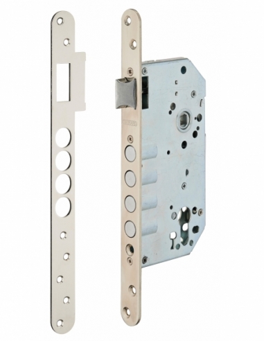Boitier de serrure encastrable à cylindre pour porte d'entrée, axe 60mm, bouts ronds - THIRARD FBA