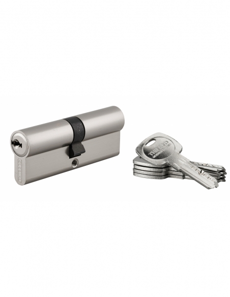 Cylindre de serrure double entrée Trafic 6, 40x40mm, anti-arrachement, anti-perçage, nickel, 5 clés - THIRARD FBA