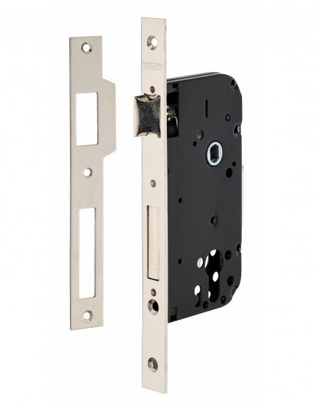 Boitier de serrure encastrable à cylindre pour porte d'entrée, axe 50mm, bouts carrés, nickelé - THIRARD FBA