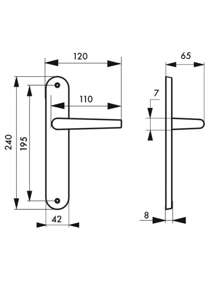 Ensemble de poignées pour porte intérieure Dionysos sans trou, carré 7mm, entr'axes 195mm, laitonné - THIRARD FBA