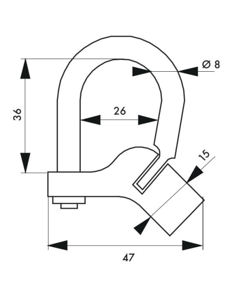 Cadenas d’artillerie 29c, talon coudé, anse laiton, triangle 5mm - THIRARD FBA