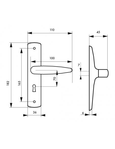 Ensemble de poignées pour porte intérieure Abbeville trou de clé, carré 7mm, entr'axes 165mm, chromé - THIRARD FBA
