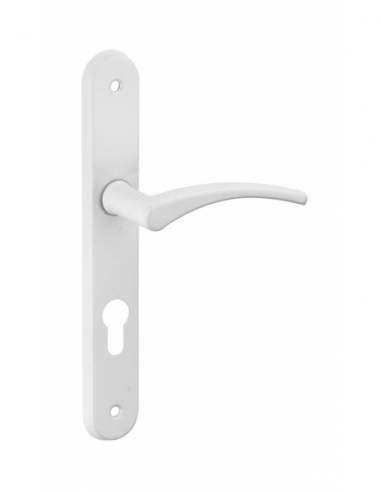 Ensemble de poignées pour porte d'entrée Hebe trou de cylindre, carré 7mm, entr'axes 195mm, laqué blanc - THIRARD FBA