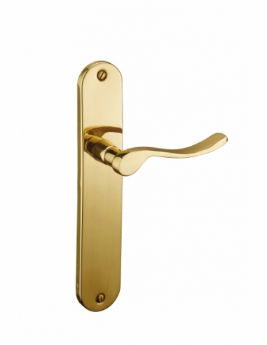 Ensemble de poignées pour porte intérieure Marianne sans trou, carré 7mm, entr'axes 195mm, laiton poli - THIRARD FBA