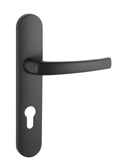 Ensemble de poignées pour porte palière Sultane trou de cylindre, carré 7mm, entr'axes 195mm, noir - THIRARD FBA
