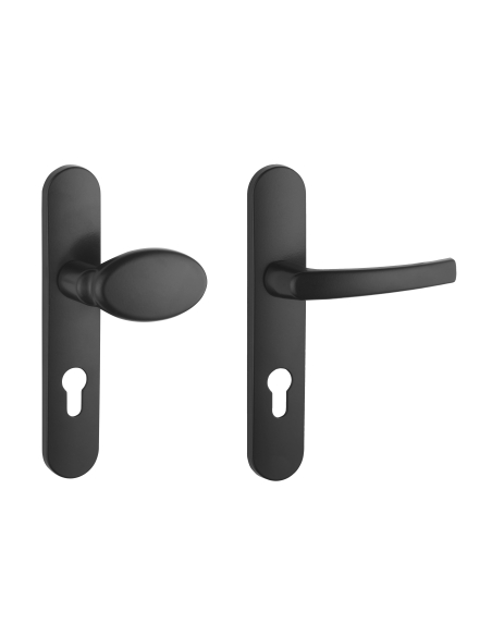 Ensemble de poignées pour porte palière Sultane trou de cylindre, carré 7mm, entr'axes 195mm, noir - THIRARD FBA