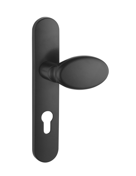 Ensemble de poignées pour porte palière Sultane trou de cylindre, carré 7mm, entr'axes 195mm, noir - THIRARD FBA