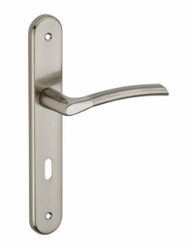 Ensemble de poignées pour porte de chambre Eris trou de clé, carré 7mm, entr'axes 195mm, nickelé brossé - THIRARD FBA