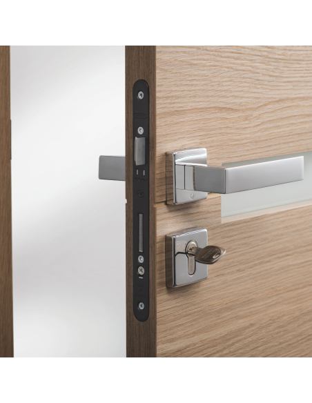 Serrure encastrable Monomax NF pour cylindre européen, axe 40mm, bouts ronds, têtière noire - THIRARD FBA