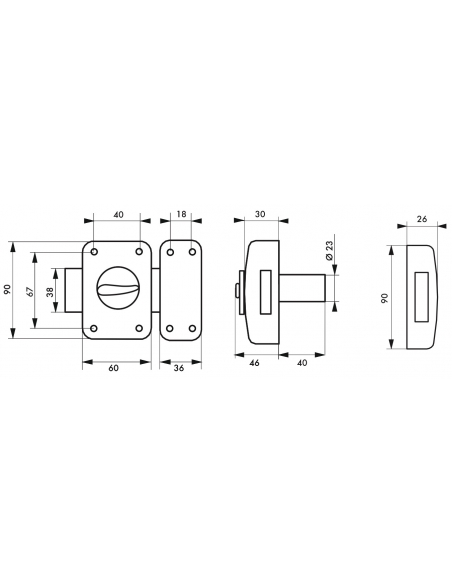 Verrou à bouton Corvette pour porte d'entrée, cylindre 40mm, acier, 3 clés, époxy bronze - THIRARD FBA