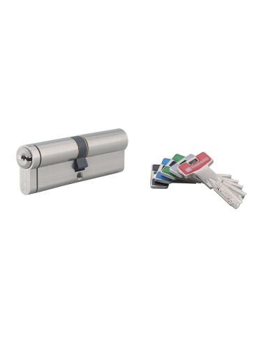Cylindre de serrure double entrée T2, 45x45mm, nickel, débrayable, 5 clés - THIRARD FBA