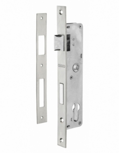 Boitier de serrure encastrable à cylindre pour menuiserie métallique, axe 24mm, bouts carrés, zingué - THIRARD Serrure Encast...