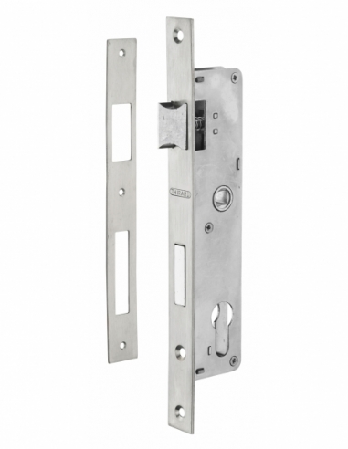 Boitier de serrure encastrable à cylindre pour menuiserie métallique, axe 24mm, bouts carrés, zingué - THIRARD Serrure Encast...