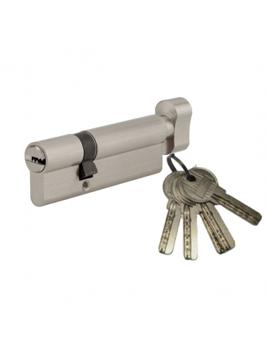 Cylindre de serrure à bouton 5G, 60Bx30mm, nickel, anti-arrachement, 5 clés - SP FBA