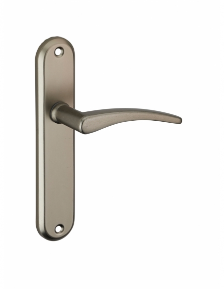 Ensemble de poignées pour porte intérieure Vesta sans trou, carré 7mm, entr'axes 165mm, nickelé satiné - THIRARD FBA