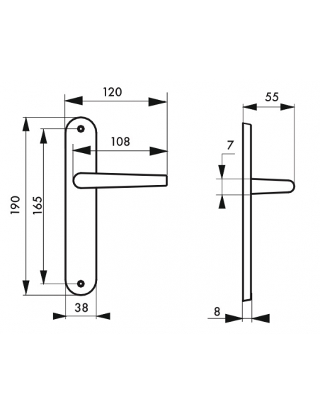 Ensemble de poignées pour porte intérieure Vesta sans trou, carré 7mm, entr'axes 165mm, nickelé satiné - THIRARD FBA