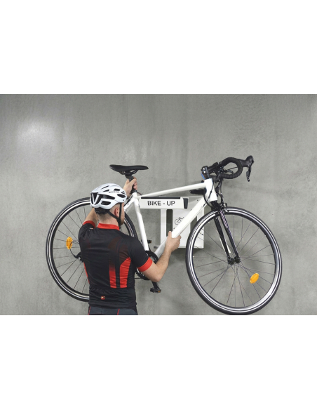 Porte-vélo mural avec verrouilleur BikeUp, support de rangement pour vélo, fixation murale blanc - THIRARD Porte-vélo