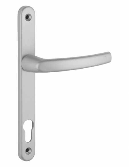 Ensemble de poignées pour porte d'entrée palière Sultane trou de cylindre, carré 8mm, entr'axes 195mm, argent - THIRARD FBA