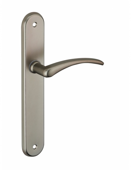 Ensemble de poignées pour porte intérieure Selene sans trou, carré 7mm, entr'axes 195mm, nickelé satiné - THIRARD FBA