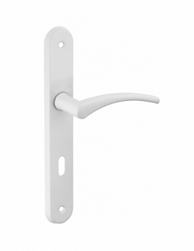 Ensemble de poignées pour porte intérieure Hebe trou de clé, carré 7mm, entr'axes 195mm, laqué blanc - THIRARD FBA