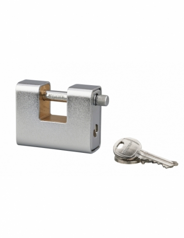 Cadenas à clé prisonnière Land Blindé, acier, extérieur, anse acier, 80mm, 2 clés - THIRARD FBA