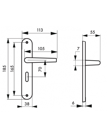 Ensemble de poignées pour porte intérieure Leto à condamnation, carré 7mm, entr'axes 165mm, couleur F2 - THIRARD FBA