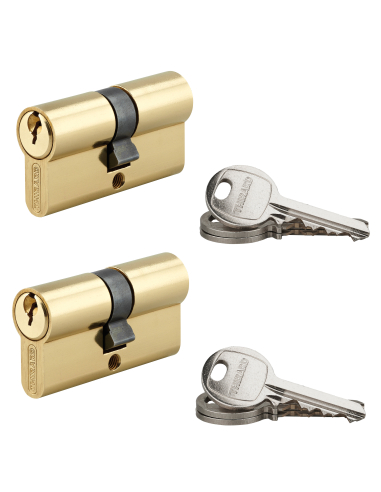 Lot de 2 cylindres SA laitonné, 30X30mm, s'entrouvrant, 6 clés - THIRARD FBA